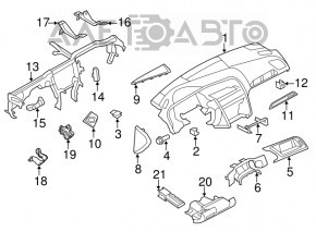 Right dashboard trim Audi Q5 8R 09-17 wood grain, crack