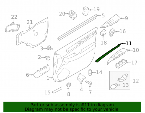 Subaru Outback 15-19 front right door panel trim molding, wood grain, scratched
