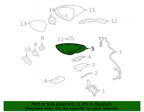 Left side mirror lower cover Porsche Cayenne 19-26 structure without camera
