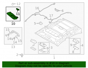 Right visor Mazda 6 13-17 gray, with backlight, without hook