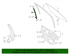 Front left door glass guide Mazda CX-9 16-23