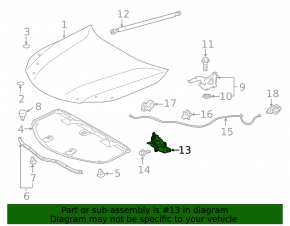 Lexus ES300h ES350 13-18 hood lock with sensor, chip mount broken