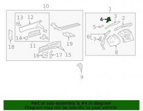 Right wing apron outer panel bracket for Toyota Prius 50 Prime 17-22