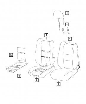 Jeep Grand Cherokee WK2 14-17 passenger seat without airbag, black cloth