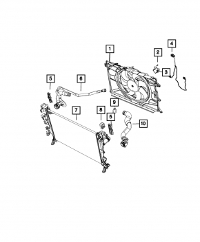 Radiator mount right Jeep Renegade 15- front,