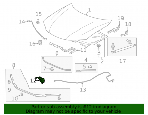 Hood Lock Honda Accord 13-17