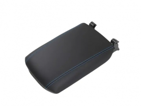 Armrest assembly for Jeep Grand Cherokee WL 22-26, black leather. Blue stitching