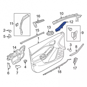 Overlay control window rear right Ford Focus mk3 11-18 structure