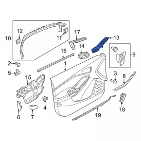 Overlay control window rear right Ford Focus mk3 11-18 structure