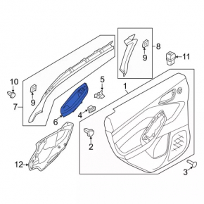 Overlay control window rear right Ford Focus mk3 11-18 structure