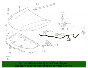 Lexus ES300h ES350 Hood Release Cable 13-18