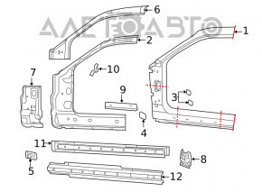 Body pillar front right Dodge Challenger 09-