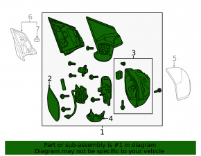 Left side mirror assembly for Honda CRV 12-16 pre-restyling