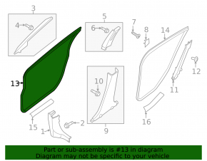 Door seal front left Nissan Sentra 13-19