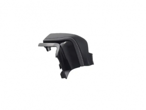 Upper center front panel trim for Jeep Grand Cherokee WL 21-26, black leather, white stitching, glossy black, tear