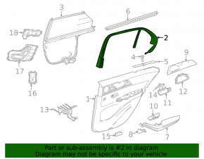 Door frame inner rear right Mercedes W167 GLE 350 450 20-23 black without curtain