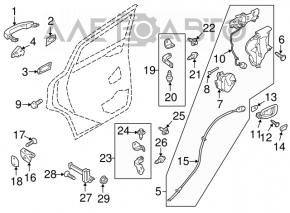Door handle mechanism rear right Ford C-max MK2 13-16 keyless