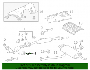Bracket for the inlet pipe with a catalytic converter rear Toyota Highlander 20-25 hybrid, with rubber