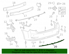Lexus ES300h 13-18 rear bumper molding structure