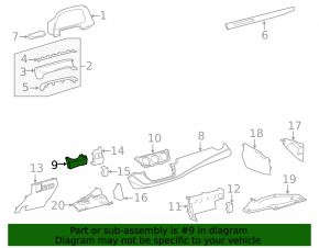 Left lower front panel trim for Toyota Rav4 16-18, black leather