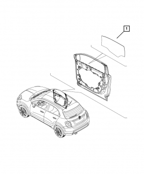 Glass door front right Fiat 500X 16-22