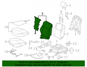 Heated passenger seat backrest for Toyota Prius V 12-17