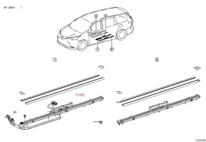 Right 2nd row left seat inner guide trim, black, Toyota Sienna 21-25