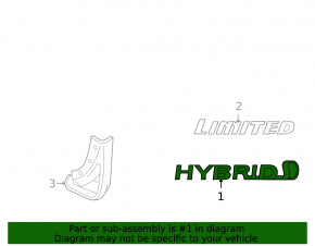 Hybrid Wing Emblem Left Toyota Highlander 08-13