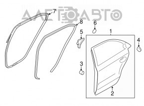 Door bare rear left Hyundai Sonata 11-15 hybrid black AA