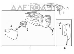 Right side mirror complete Ford Escape MK3 13-16 prerest 3 pins, graphite
