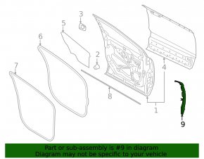 Door seal front left Lincoln MKX 16- front