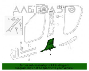 Center pillar trim lower right Mercedes GLA 15-20 black