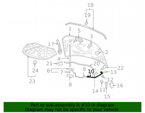 VW CC 13-17 hood release cable, rear