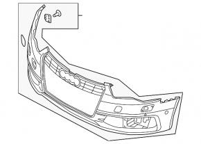 Bare front bumper Audi A6 C7 12-15 for parking sensors, s-line pkg