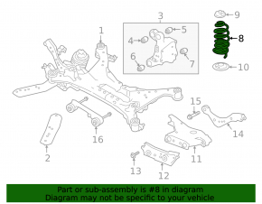 Rear right spring Nissan Altima 19-24 fwd stiffness 2 yellow white