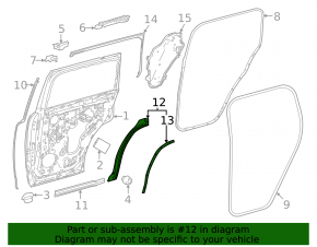 Lexus LX 22-26 inner rear right door trim with seal