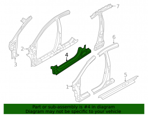 Body threshold metal with front pillar right Hyundai Sonata 15-19