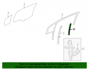 Rear left door glass guide Chevrolet Cruze 16-