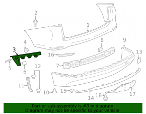 Rear bumper mount on the left fender of the Chevrolet Equinox 18-24 Mexico built