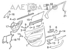 Door trim panel, rear right, Cadillac CTS 14 - brown leather with beige insert