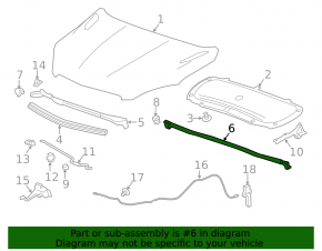 Rear hood seal Chevrolet Trax 15-22 on the wiper grille