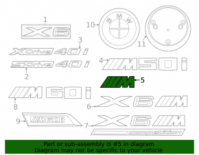 BMW X6 G06 20-23 trunk lid "M" emblem