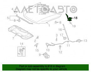 Left hood hinge for Lexus RX350 RX450h 10-15