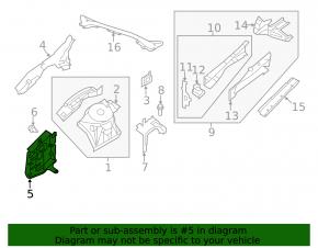 Front left mudguard Nissan Altima 16-18 rest