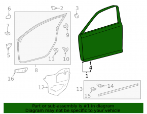 Bare front left door Lexus CT200h 11-17 black 223, bumps, dents