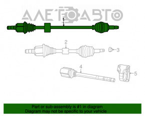 Drive axle shaft front right Fiat 500 12-17 manual transmission