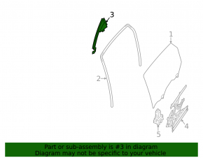 Rear right door glass guide Nissan Sentra 13-19 without triangle plug