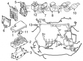 Ford Focus mk3 11-13 underhood wiring harness with fuse box