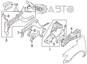 Front right quarter panel for Nissan Rogue 14-20 on the body, white