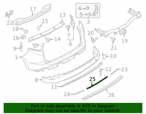 Reflector rear bumper central Ford Edge 15-18 prerest